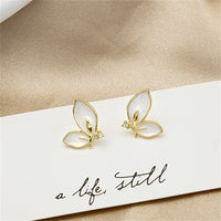 Cubic Zirconia & Enamel 18k Gold-Plated Butterfly Stud Earrings
