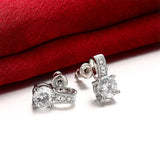 Cubic Zirconia & Silver-Plated Square Drop Earrings - streetregion