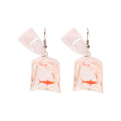 Orange & Silver-Plated Carp Shape Drop Earrings