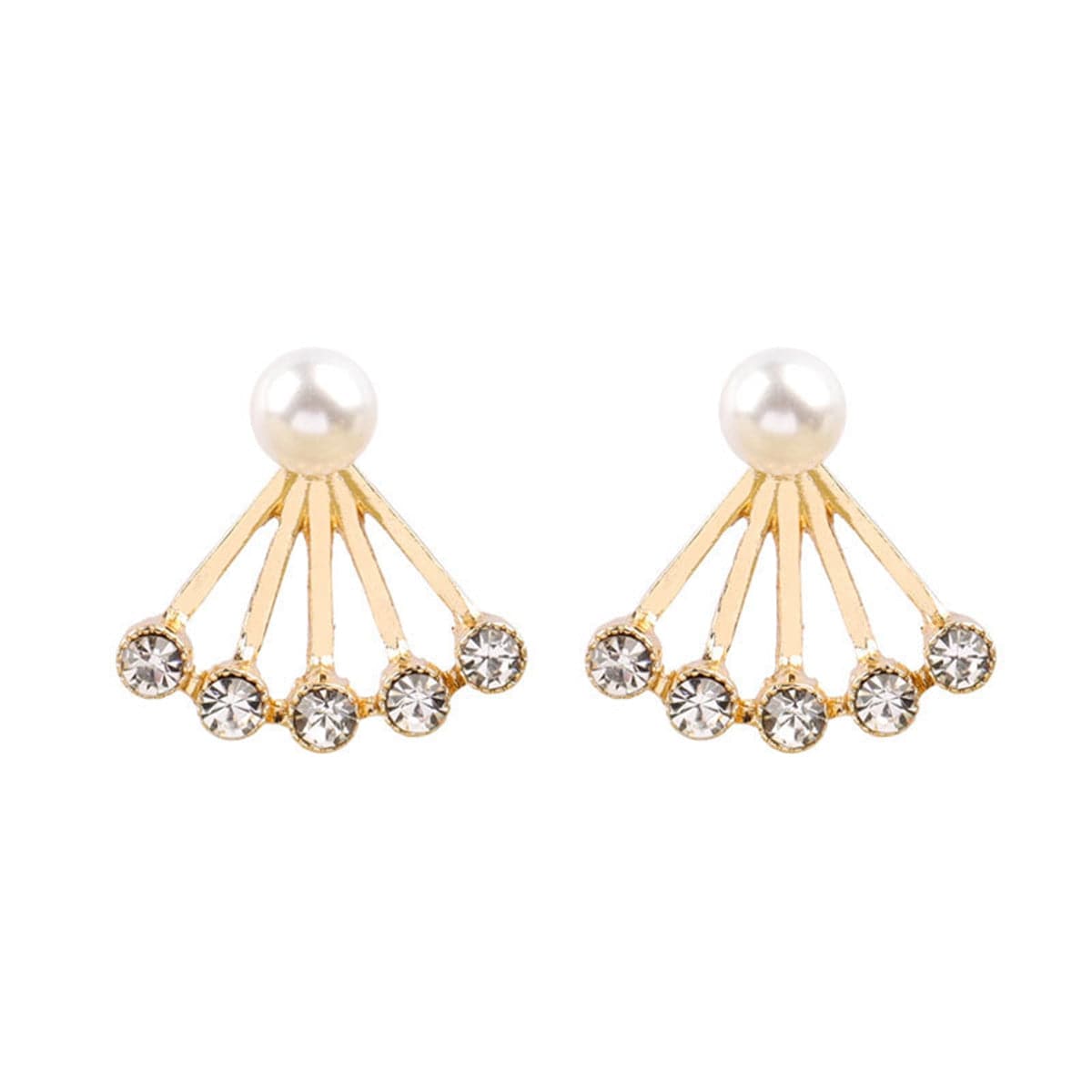 Pearl & Cubic Zirconia Sector Ear Jackets