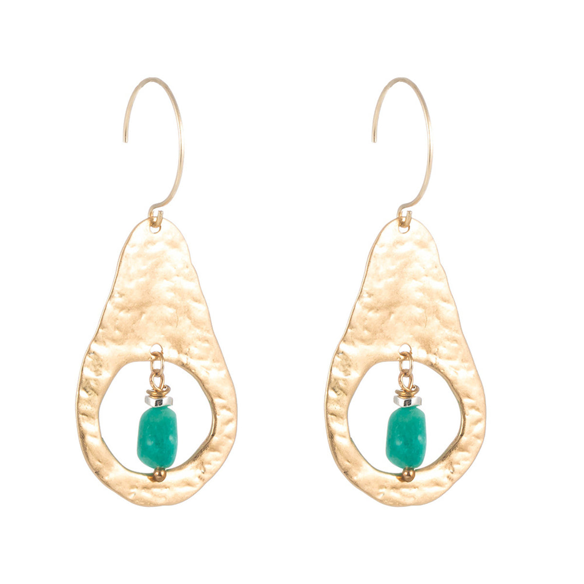 Green Resin and 18K Gold-Plated Avocado-Shape Drop Earrings, gold drop earrings for women, styled look