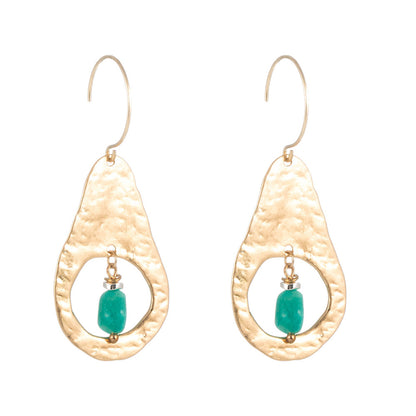 Green Resin and 18K Gold-Plated Avocado-Shape Drop Earrings, gold drop earrings for women, styled look
