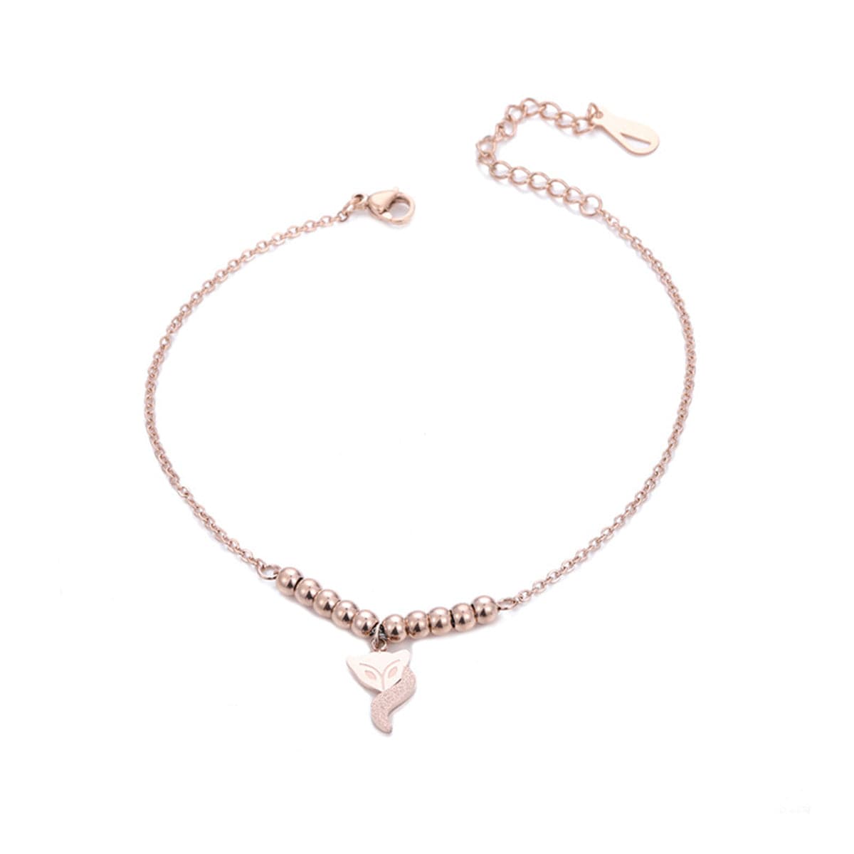 18K Rose Gold-Plated Frosted Fox Bead Anklet