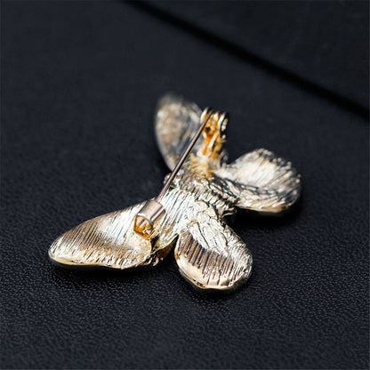 Multicolor Cubic Zirconia Butterfly Brooch, brooch pin, elegant gift for her, side view