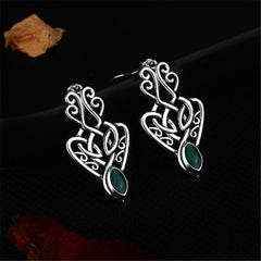 Enamel & Silver-Plated Filigree Drop Earrings