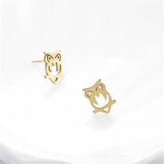 18K Gold-Plated Owl Stud Earrings