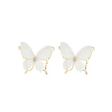 Cubic Zirconia & 18k Gold-Plated Mesh Butterfly Stud Earrings