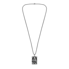 Silver-Plated Skull Card Pendant Necklace