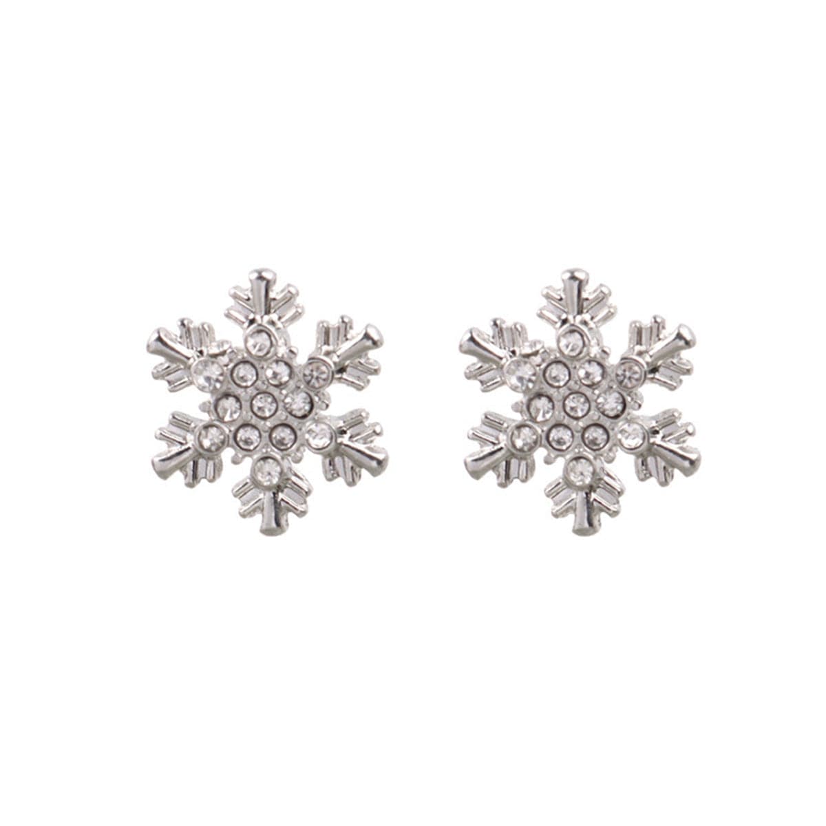 Cubic Zirconia & Silver-Plated Snowflake Stud Earrings