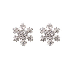 Cubic Zirconia & Silver-Plated Snowflake Stud Earrings