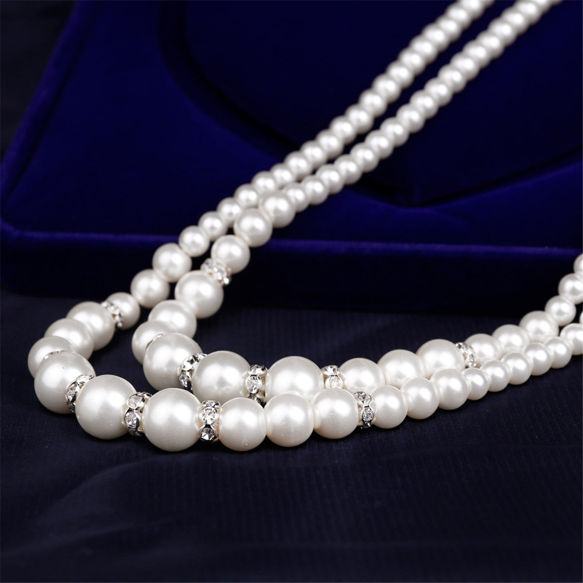 Cubic Zirconia & Pearl Drop Earrings & Layered Necklace