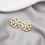 Pearl & 18k Gold-Plated Cluster Stud Earrings
