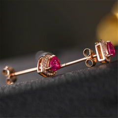 Red Crystal & Cubic Zirconia 18K Rose Gold-Plated Pear Halo Stud Earrings