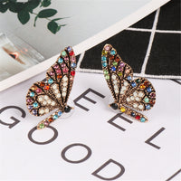 Multicolor Cubic Zirconia & Goldtone Butterfly Stud Earrings