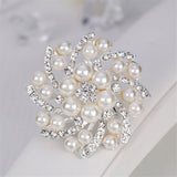 Imitation Pearl & Cubic Zirconia Floral Brooch