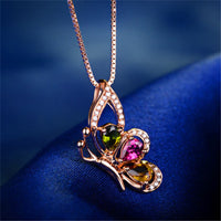 Crystal & cubic zirconia Butterfly Pendant Necklace - streetregion