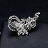 Imitation Pearl & Cubic Zirconia Leaf Filigree Brooch