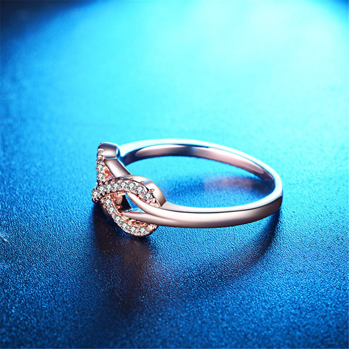 Cubic Zirconia and Silver-Plated Infinity Ring, silver statement rings for women, dainty minimalist design, side view
