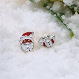Christmas Gift & Santa Claus Silver-Plated Stud Earrings