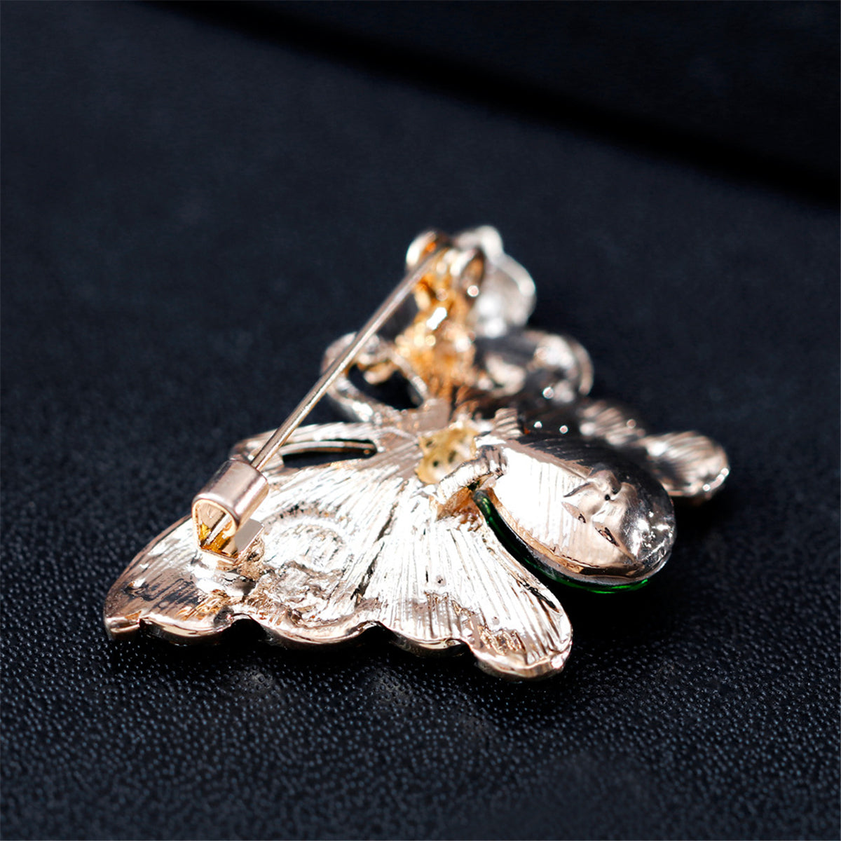 Green Crystal and Cubic Zirconia Butterfly Brooch, brooch pin, everyday style, lifestyle look