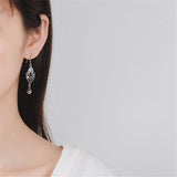 Opal & Silver-Plated Interwoven Drop Earrings - streetregion