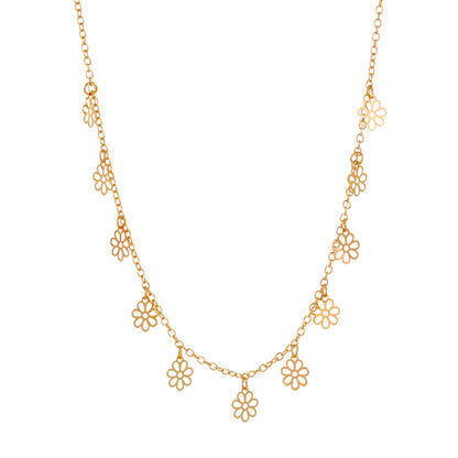 18K Gold-Plated Open Flower Station Necklace, gold pendant necklace for women, elegant gift for her, styled look