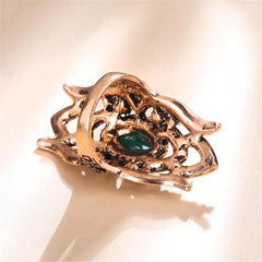 Red Resin & Cubic Zirconia 18K Gold-Plated Crown Band Ring