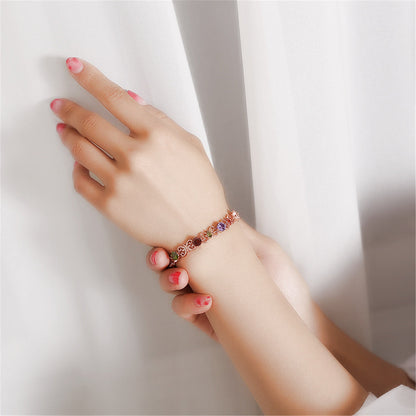 Crystal and 18K Rose Gold-Plated Butterfly Bracelet, rose gold bracelet for women, vintage-inspired design, styled look