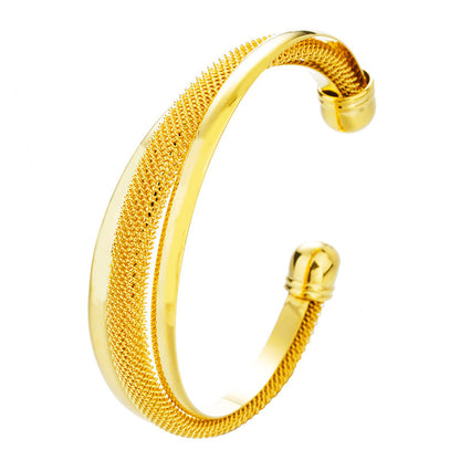18K Gold-Plated Web Capped Cuff, gold bracelet for women, vintage-inspired design, side view