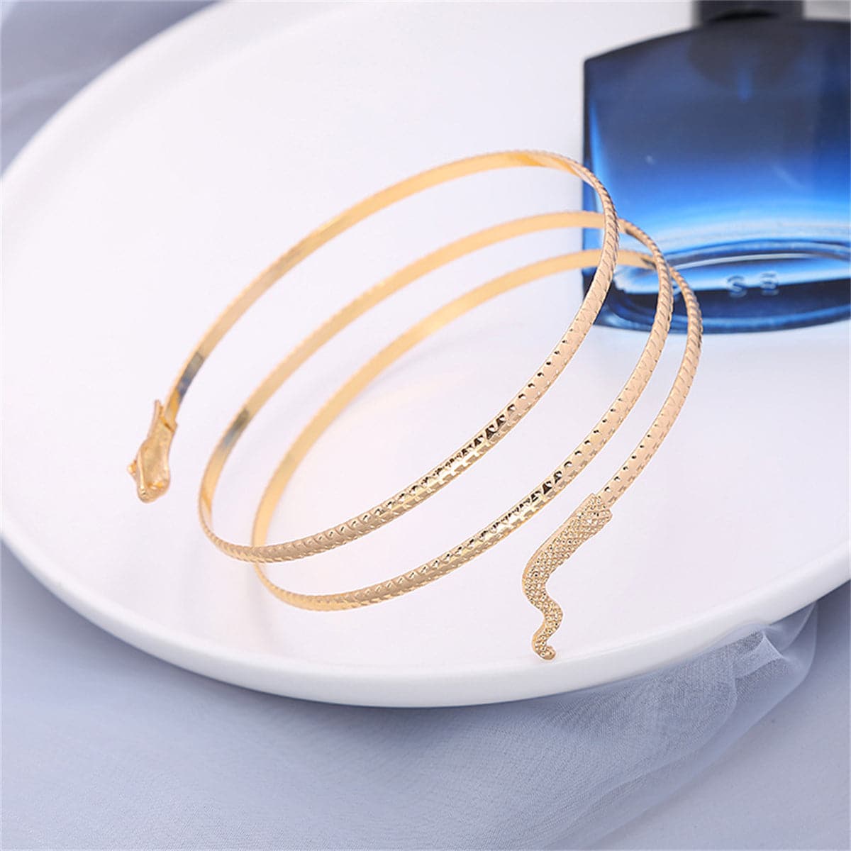 18K Gold-Plated Serpent Arm Cuff, everyday style, side view