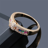 Rainbow Crystal & Cubic Zirconia Floral Band Ring