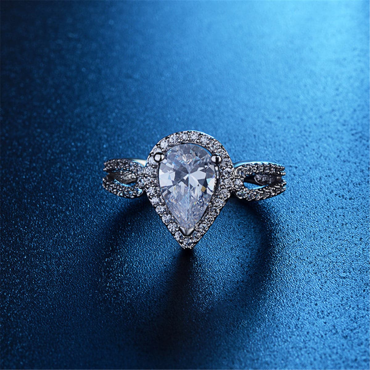 Crystal & cubic zirconia Teardrop Halo Ring - streetregion
