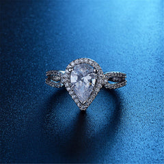 Crystal & cubic zirconia Teardrop Halo Ring - streetregion