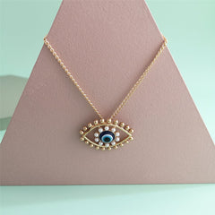 Pearl & 18K Gold-Plated Eye Pendant Necklace & Drop Earrings