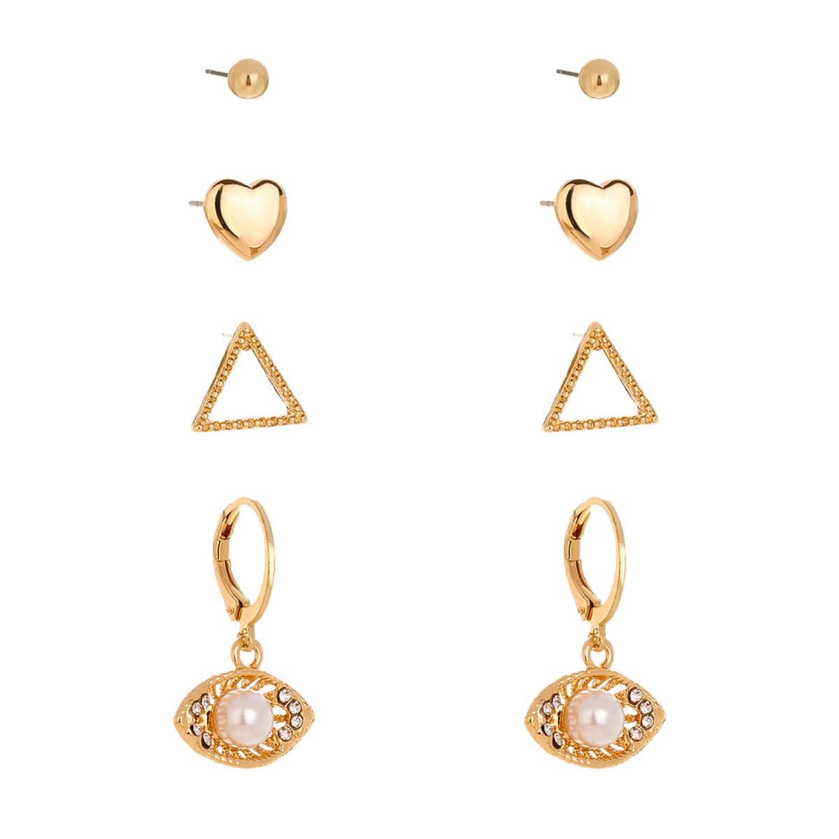 Cubic Zirconia & Pearl Eye Leverback Earrings Set