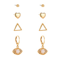 Cubic Zirconia & Pearl Eye Leverback Earrings Set