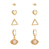 Cubic Zirconia & Pearl Eye Leverback Earrings Set
