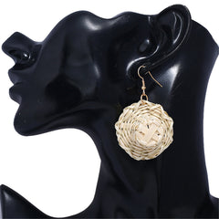 18K Gold-Plated Rattan Hat Drop Earrings
