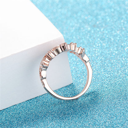 Crystal and Cubic Zirconia 18K Rose Gold-Plated Crown Ring, rose gold statement rings for women, everyday style, styled look