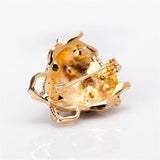 Black Cubic Zirconia & 18k Gold-Plated Ladybug Brooch