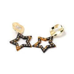 Cubic Zirconia & Brown Acrylic 18K Gold-Plated Leopard Star Drop Earrings