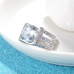 Clear Round Crystal & Cubic Zirconia Silver-Plated Ring