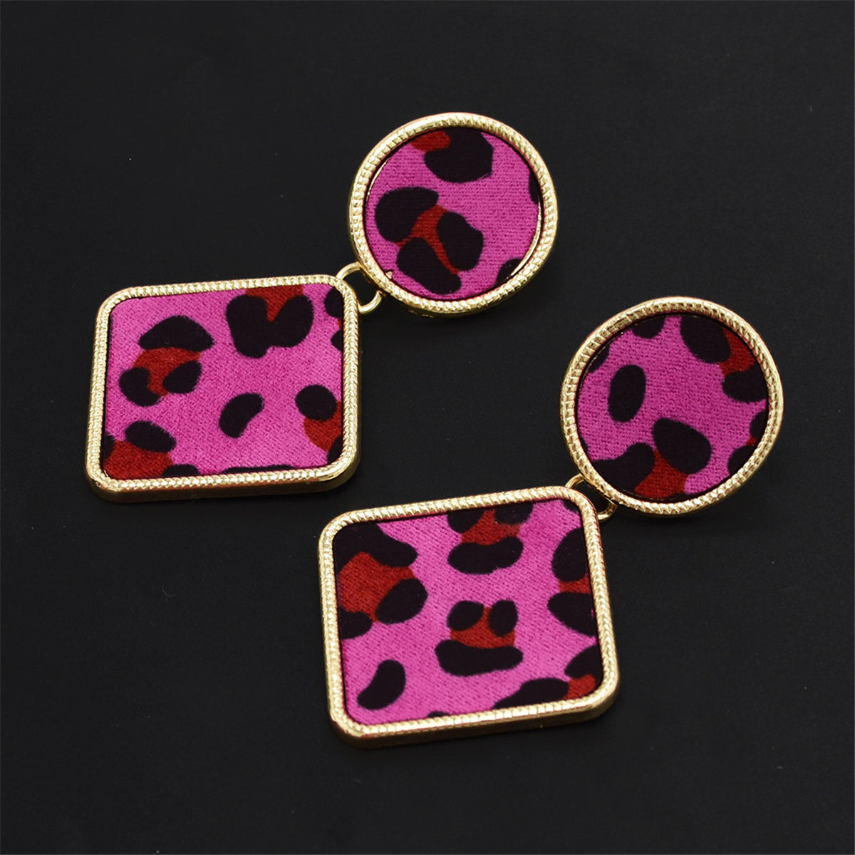 Rose Gabardine & 18K Gold-Plated Leopard Print Drop Earrings