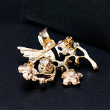 Cubic Zirconia & Imitation Pearl Bird Brooch