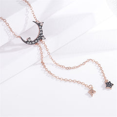 Black Cubic Zirconia & 18K Rose Gold-Plated Pendant Necklace