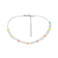 Howlite & Pearl Silver-Plated Heart Bead Choker