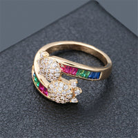Rainbow Crystal & Cubic Zirconia Turtle Ring