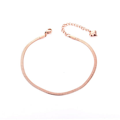 18K Rose Gold-Plated Snake Chain Anklet, rose gold bracelet for women, elegant gift for her, detail close-up
