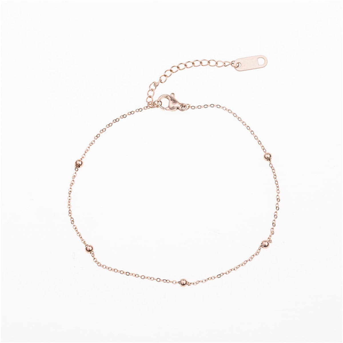 18K Rose Gold-Plated Beaded Station Bracelet, rose gold bracelet for women, everyday style, front view