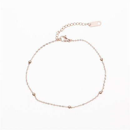 18K Rose Gold-Plated Beaded Station Bracelet, rose gold bracelet for women, everyday style, front view